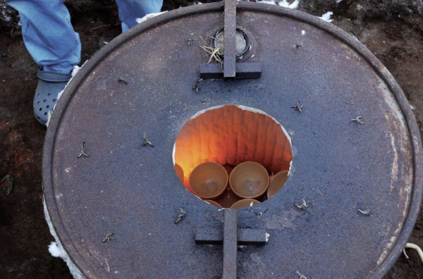 Pots in kiln