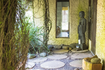 outside meditation hall buddha